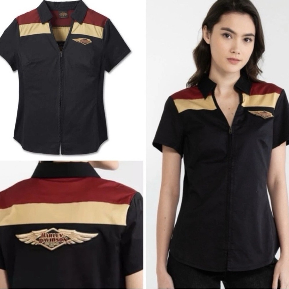 Harley-Davidson Women's 120th Anniversary Elemental Zip Front Shirt szM